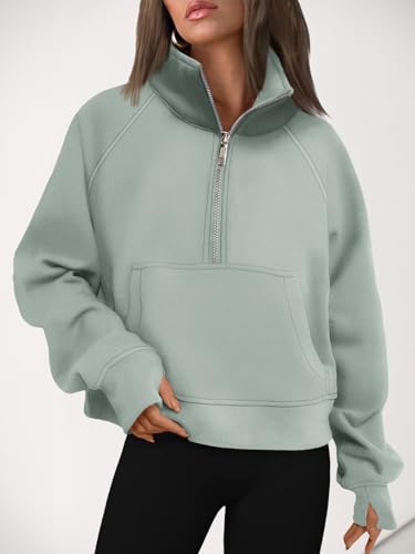 Image of AUTOMET Womens Sweatshirts Half Zip Cropped Pullover Fleece Quarter Zipper Hoodies 2026 Fall Fashion Outfits Clothes