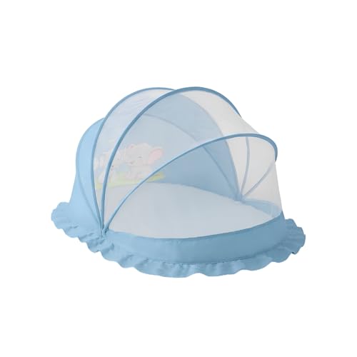 Image of SafeMyles Foldable Baby Mosquito Net,for Bed,Cradle & Mattress|Bottomless & Washable Baby Sleeping Net|Easy to Fold & Carry|Newborns & Infants(0-2 Year)L-90 x W-50 x H-50 cm-Baby Blue Elephant Design