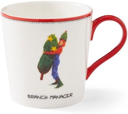 Spode Kit Kemp 12oz Festive Christmas Mug - Branch Manager Doodle...