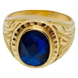 Anillo De 7 Gramos De Oro Genérico ANILLO SELLO Ovalado TOPACIO Azul Oro Amarillo 18 kilates, Anillo Oro 18k 7'2 Gramos, Sello de Oro Amarillo 18K,Anillo Sello Caballero