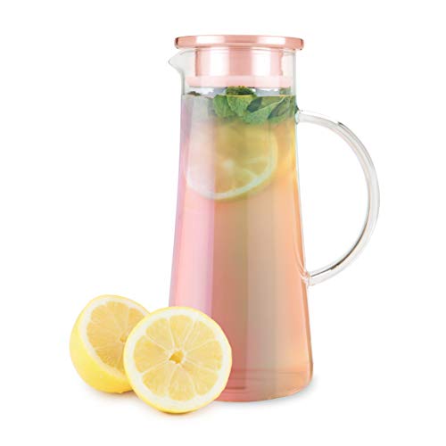 Pinky Up Charlie Iridescent Glass Iced Tea Carafe, Loose Leaf Tea Accessories, Iced Tea Beverage...