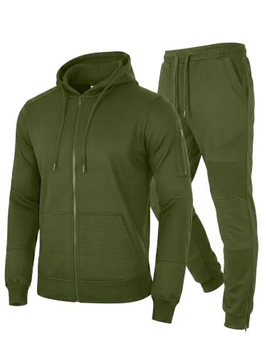Image of Love My Fashions® Men’s Tracksuit Full Sleeve Contrast Fleece Top & Bottom Cord Set Zipper Hood Jogging Suit Set Plus Sizes