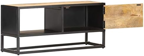 Festnight TV Cabinet with Carved Door Stereo 90x30x40 cm Rough Mango Wood,Have Beautifully-designed Lowboard etc, is Exceedingly Stable, Durable and Attention-grabbing