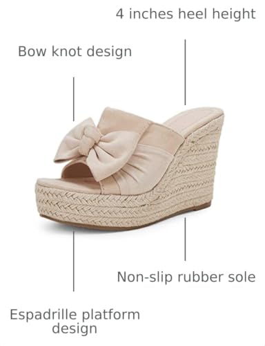 Image of PiePieBuy Womens Platform Espadrilles Slip On Wedge Sandals Bow Tie Open Toe Slides Shoes