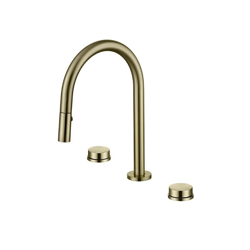 Robinet mitigeur de lavabo 3 trous en or brossé pour salle de bains chic