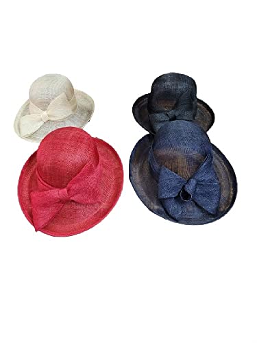 Chapeau paille Art Lady grande taille 35cm bleu noir beige rouge gris