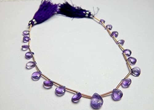 Améthyste briolette en cœur facettée pour création de bijoux de mariée