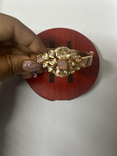 Image of A Gold-Coated Bracelet with Pink Stones