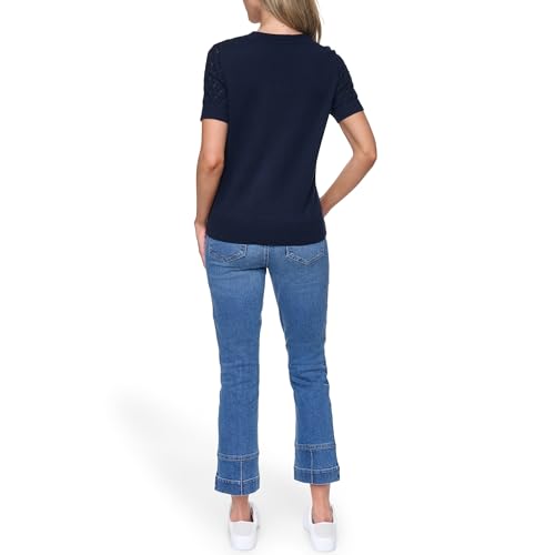 Image of Nautica Women's Crew Neck Solid Short Sleeve Sweater