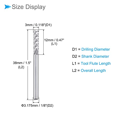 Image of Carbide End Mill Engraving Milling Bits, 3mm Bit Dia. 1 /8 inch Shank, CNC Cutting Router Bits Tool - (Applications: for PCB Machine), 10-Pieces