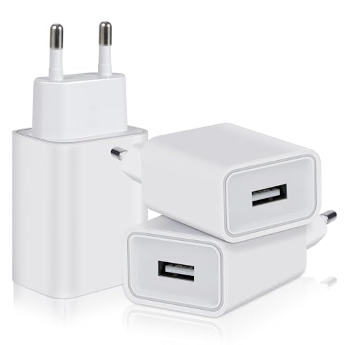 3-Pack Cargador USB 12W 5V/2.4A Enchufe USB Carregador USB Cargador Movil, USB Charger Enchufe Cargador Compatible iPhone Samsung Xiaomi Huawei LG