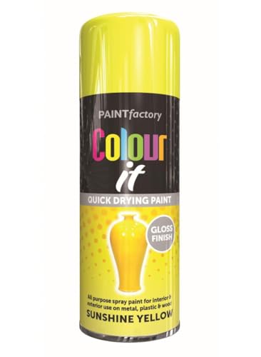 RAPIDE PF Colour It Spray Gloss Sunshine Yellow 400ML - Quick-Drying High-Performance Spray Paint | Ideal for Metal, Plastic, and Wood | Interior & Exterior Use
