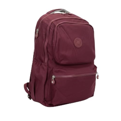 Mochila Casual Feminina Grande em Nylon Impermeável para Faculdade Trabalho Viagem e Uso Diário(VERMELHA BORDÔ)