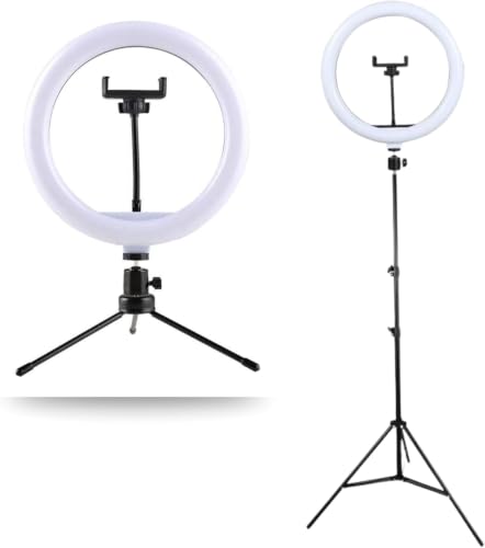 10-Inch Ring Light with Tripod Stand LED Selfie Ring Light with Phone Holder Dimmable Beauty Light for Photography Video Recording YouTube TikTok & Live Streaming