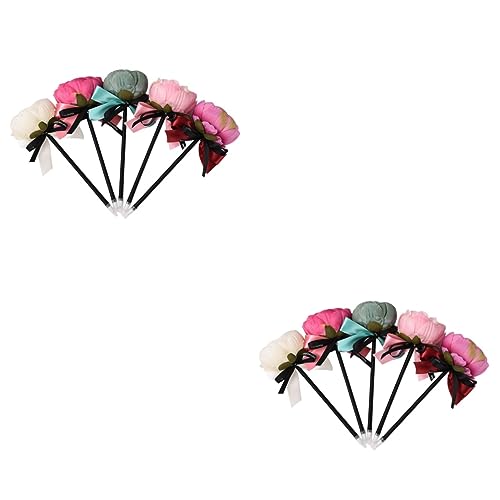 Stylo à bille pivoine avec nœud en satin, ensemble de papeterie fine pour bureau