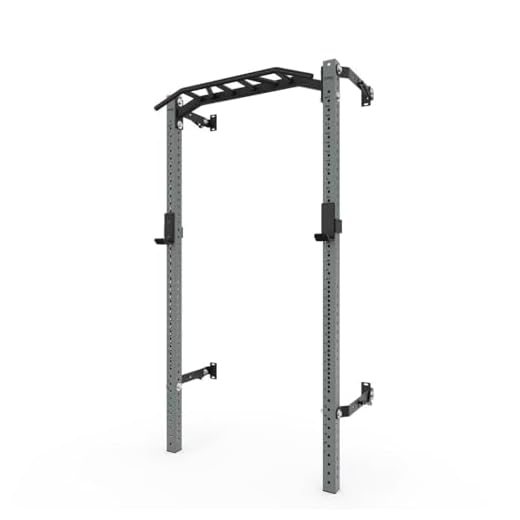 PRx Performance Profile PRO - Wall Mounted Squat Rack System, Home & Garage Gym Exercise Equipment with Multi-Grip Pull-Up Bar, Durable & Versatile Exercise System, 95' Uprights - Grey