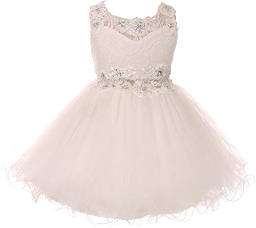 BluNight Collection Little Girls Sparkling Rhinestone Sequence Easter Pageant Flower Girl Dress