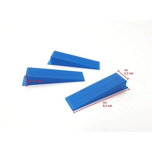 Set de azulejos de pared XXL azul 2 mm 1500 lengüetas 500 cuñas + tenazas amarillo para grosor de 3 – 12 mm