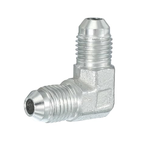 Image of PATIKIL Hex Reducing Nipple Connectors Pipe Adapter 7 /16 inch Male 37 Flare JIC x 7 /16 inch g Male 90 Adapter, Pipe Fitting Reducer Nipple Adapter Plated Steel Hydraulic Fitting