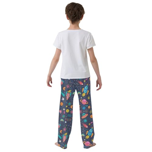 ZZXXB Planet Rocket Star Boys Long Pants Soft Trousers Elastic Waist Kids Lounge Bottoms with Pockets S-XL3