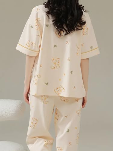 Image of Louis Luxe Womens Korean Night Dress|| Full Pyjama Set || Korean Nightsuit || Women Nightwear ||Round Neck Full Sleeve Nightsuit || Loungewear || Everyday Nightdress (ND-15)
