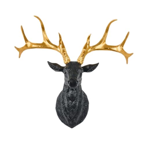 JISADER Statue Murale de Cerf Majestueux En Résine, Décoration Artistique pour La Maison, Angle en
