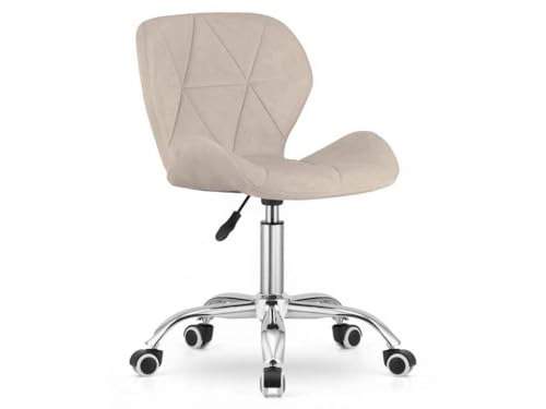 Image of Amazon Brand - Umi Height-Adjustable Velvet Office Study Computer Desk Chair for Salon, Spa, Bar in Beige Color