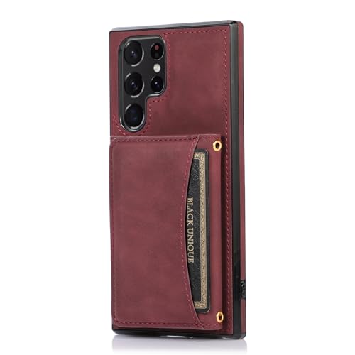 Coque en cuir premium Samsung S25 Ultra rouge finition artisanale
