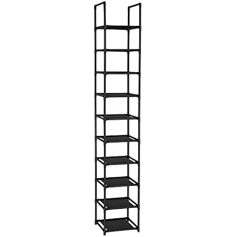 FIDUCIAL HOME 10 Tiers Shoe Rack Space Saving Vertical Single Pairs Sturdy Shoe Shelf Storage Organizer Cover