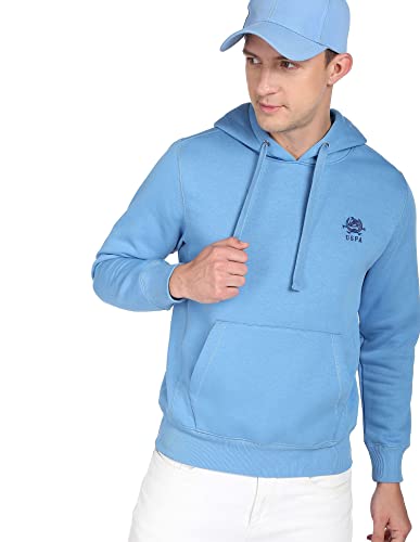 Image of U.S. POLO ASSN. Men Cotton Blend Solid Hooded Sweatshirt