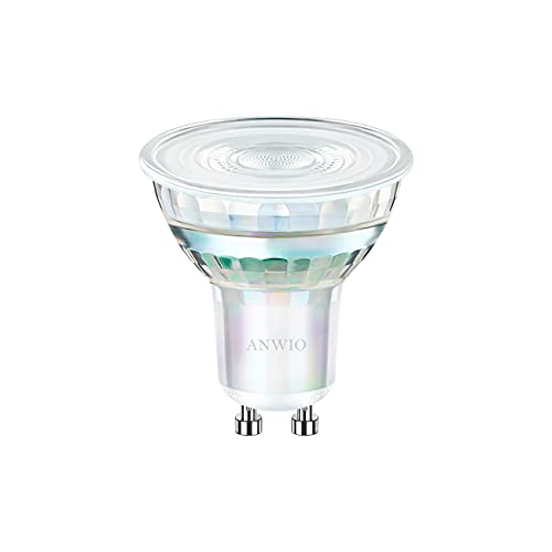 ANWIO Ampoule de Plafond Spot LED 4W GU10, Ampoule LED en Verre GU10 Blanc Chaud 2700K, Equivalent Ampoule Halogène GU10 35W, 345LM, 220-240V Cover
