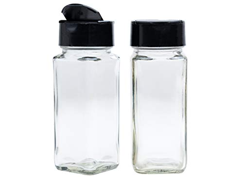 Vasukie Salt & Pepper Square Glass Spice Jar with Black Sifter Two Sided Sifter Cap,Masala jar Spice Container (Each Bottle 120ml) (6 Piece)