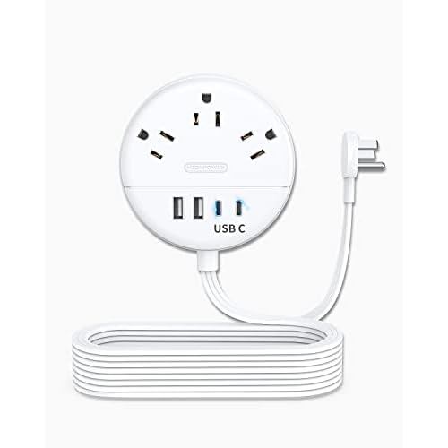 Flat Extension Cord 15 ft, NTONPOWER Flat Plug Power Strip with 3 Outlets 4 USB Ports(2 USB C), Ultra Thin Extension Cord Under Carpet, Mountable, Outlet Extender Long Cord for Indoor Home O