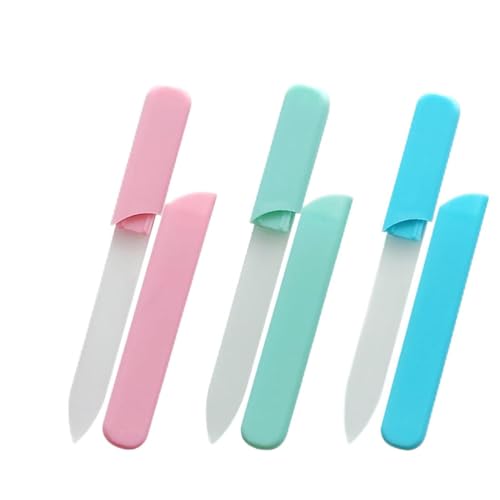KRFWGUU 3 Piezas Limas Para Uñas De Cristal Profesional Con Estuche Doble Cara Superficie De Cristal Herramienta De Manicura Para Mujeres