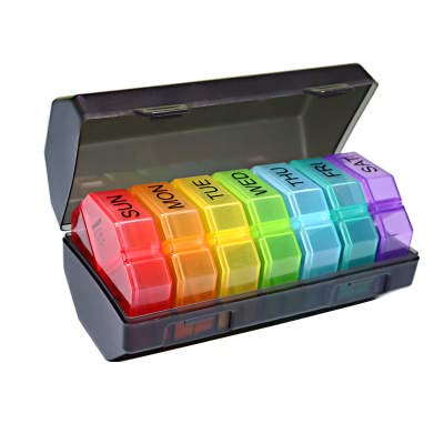 Weekly Pill Organiser 7 Day 4 Times a Day, Large Daily Pill Cases for Pills/Vitamin/Fish Oil/Supplements (Black Box)
