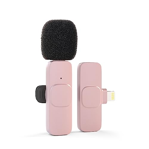 Bicsteno Wireless Lavalier Pink Microphone for iPhone Ipad, Mini Bluetooth Wireless Mic,Podcast Lapel Portable iPhone Microphone Video Recording, Live Stream, YouTube, Tiktok
