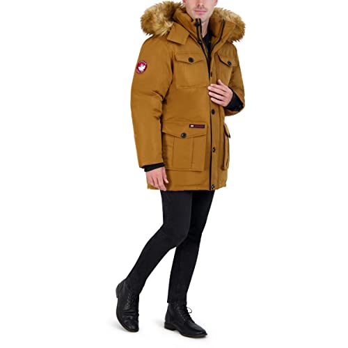CANADA WEATHER GEAR Parka Coat for Men-Insulated Winter Jacket w/Faux Fur Hood