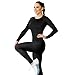 Coume 4 Pack Women's Compression Long Sleeve Shirts Crew Neck Workout Tops Quick Dry Gym Running Athletic Sports Underscrubs(2 Black White Gray,2XL)