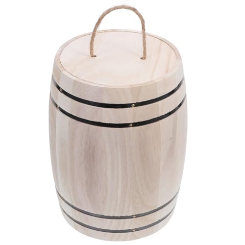 Healeved 木製インテリア木樽ペン立て 小物入れ 卓上収納ボックス コーヒー豆茶葉収納可能 飲料や文具整理用 オフィスやリビングの装飾用