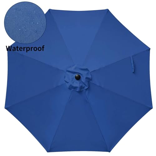 Simple Deluxe 9' Patio Umbrella Outdoor Table Market Yard Umbrella with Push Button Tilt/Crank, 8 Sturdy Ribs for Garden, Deck, Backyard, Pool, Blue