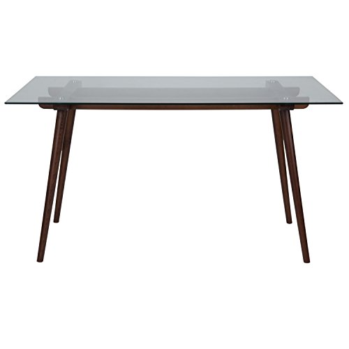 Flash Furniture Meriden 31.5'' X 55'' Solid Wood Table Glass Top, 31.5" X 55", Clear/Walnut #TOP5