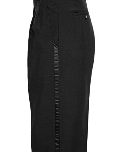 Image of RGM Tuxedo Pants for Men with Satin Side Stripe - Classic Formal Dress Pants Ideal for Weddings, Black Tie Events & Parties