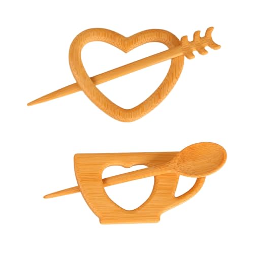 NOIAFZY 2pcs Elegant Handcrafted Bamboo Brooch - Irregular Wooden Scarf Pin for Sweaters Autumn Winter Accessory