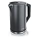 Produktbild Arendo - Edelstahl Wasserkocher mit Temperatureinstellung 40-100 Grad in 5er Schritten - Doppelwand Design - Modell ELEGANT - 1,5 Liter - 2200 W - Teekocher mit Temperaturanzeige - GS - Pearl Grey