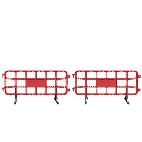 PAL | Valla de Obra Peatonal de Plástico 2 metros Roja | Diseño Innovador y Sin Mantenimiento | Fácil Transporte y Almacenamiento | Ideal para Seguridad y Publicidad, Rojo - (2- Vallas)