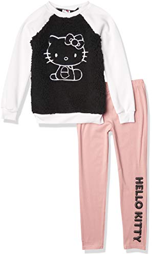 Hello Kitty Girls' Sherpa Fleece Sweatshirt and Legging Set Pants, Black, 24 Months
