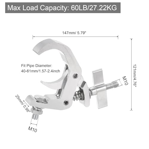 Abrazaderas de armadura uxcell tipo C de aluminio para tubos de 1.5 a 2.4 pulgadas de diametro 3