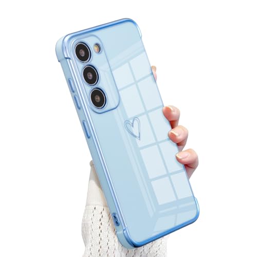 Coque Samsung S23抗震防摔 et antidérapante motif coeur bleu sierra