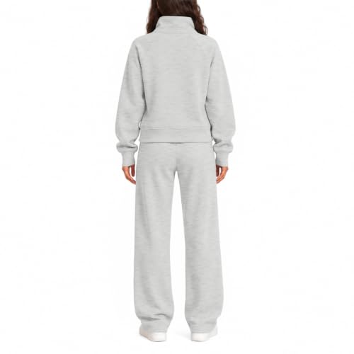 Women Jogging Suits 2 Piece Set Mockneck Fleece Stretchy Waist Sweatshirt - image 4