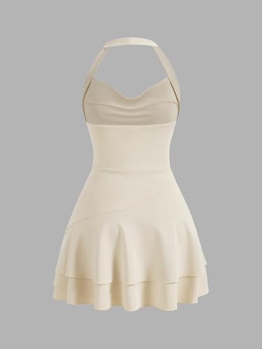Image of SOLY HUX Cute Halter Mini Dresses for Women Summer Sexy Club Party Backless Short Sundress